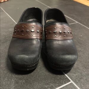 DANSKO Black and Brown Studded Clogs